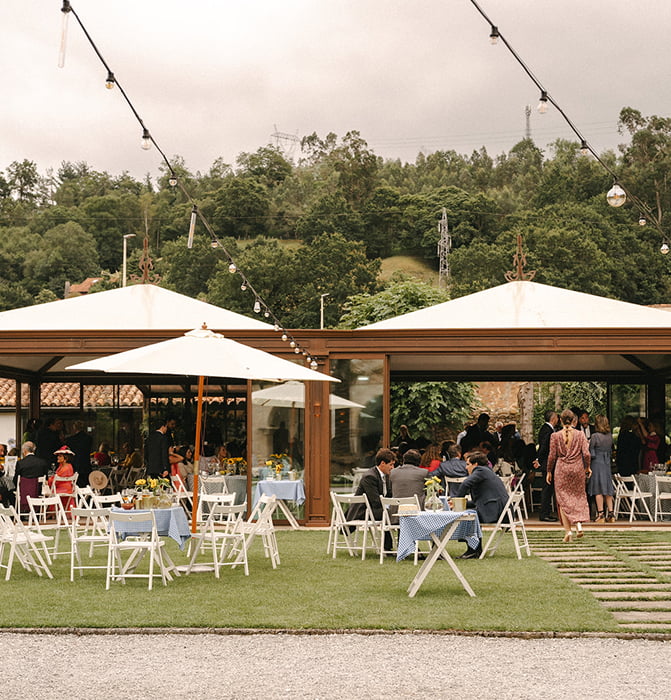 Glazed Room 3 Tables set up outside the conservatory
