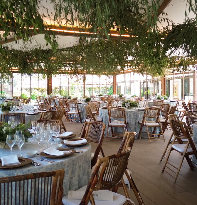 Glazed lounge 5 Living room with greenery on the ceiling